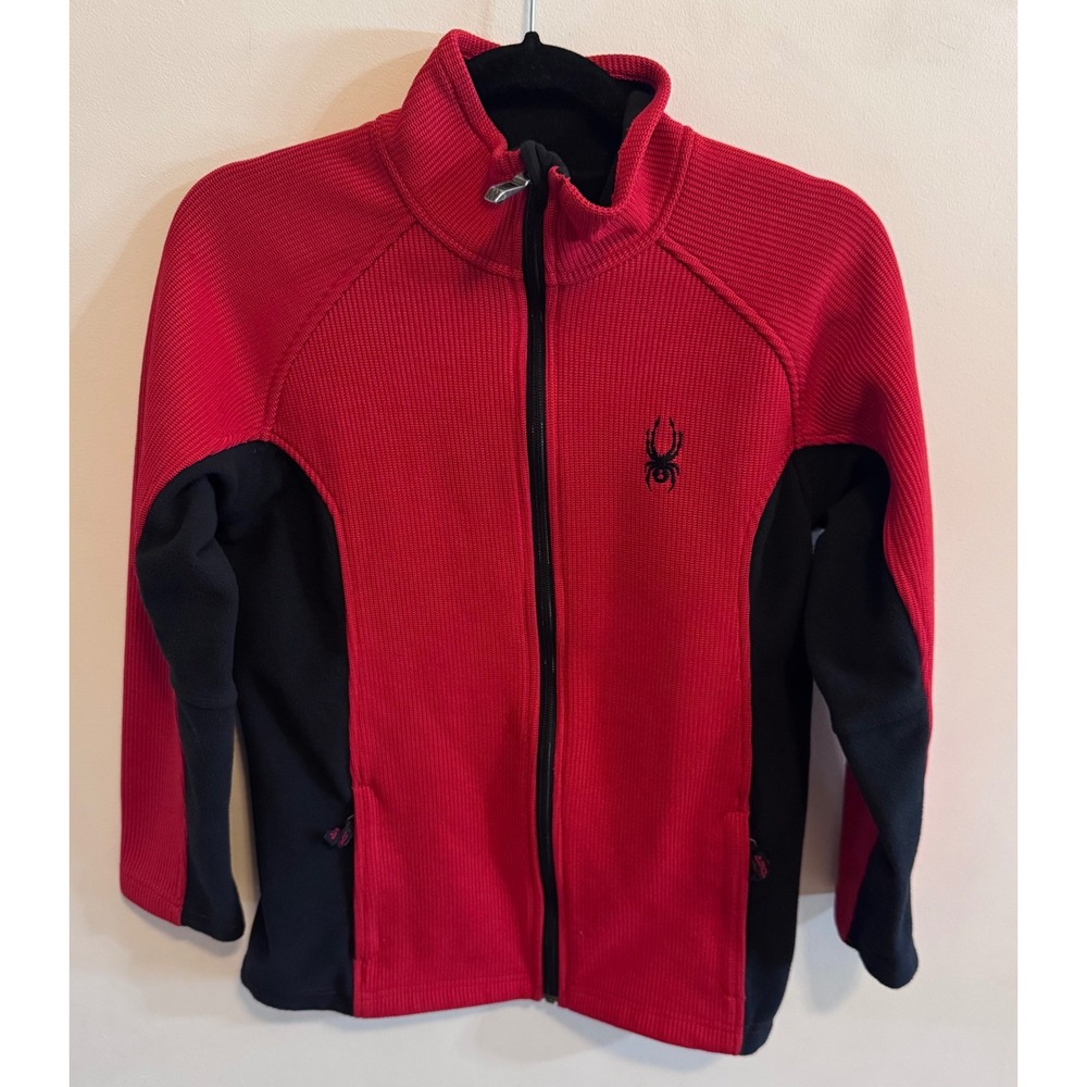 Spyder Women XL Red Black Fleece Full Zip Jacket Mountain Outdoor Ski‎ Layering